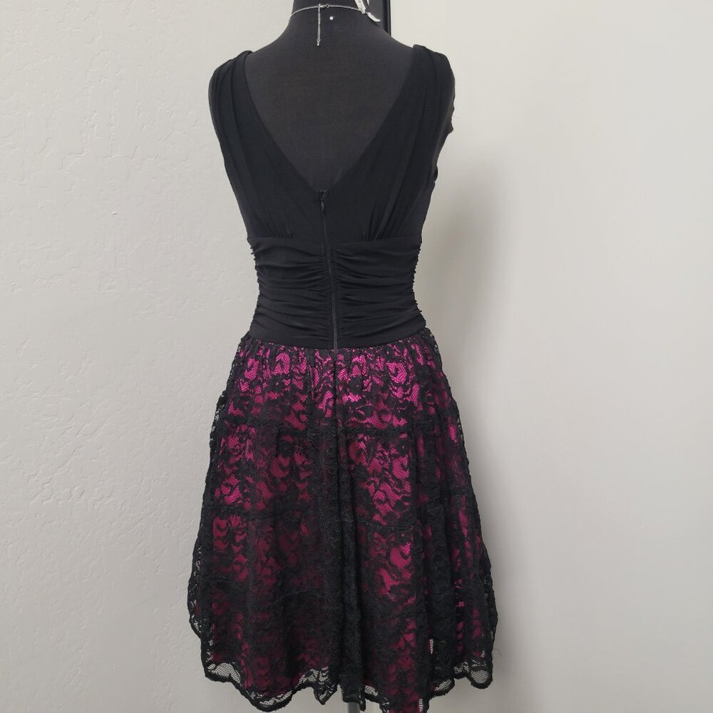 Black Dress with Fuchsia Underskirt - Picture 2 of 3